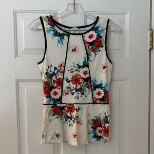 Anthropologie Floral Tank Top - Cream and Red